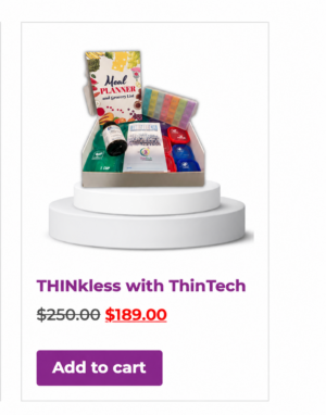 THINkless with ThinTech meal planning kit — regular price $250, special offer $189. Add to cart.